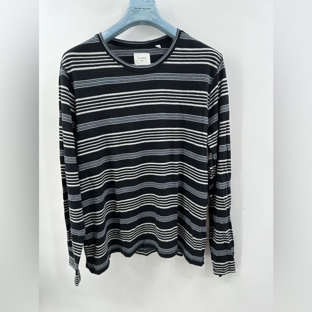 Billy Reid Pima Cotton bicolor striped long-sleeve shirt 2XL (F3)